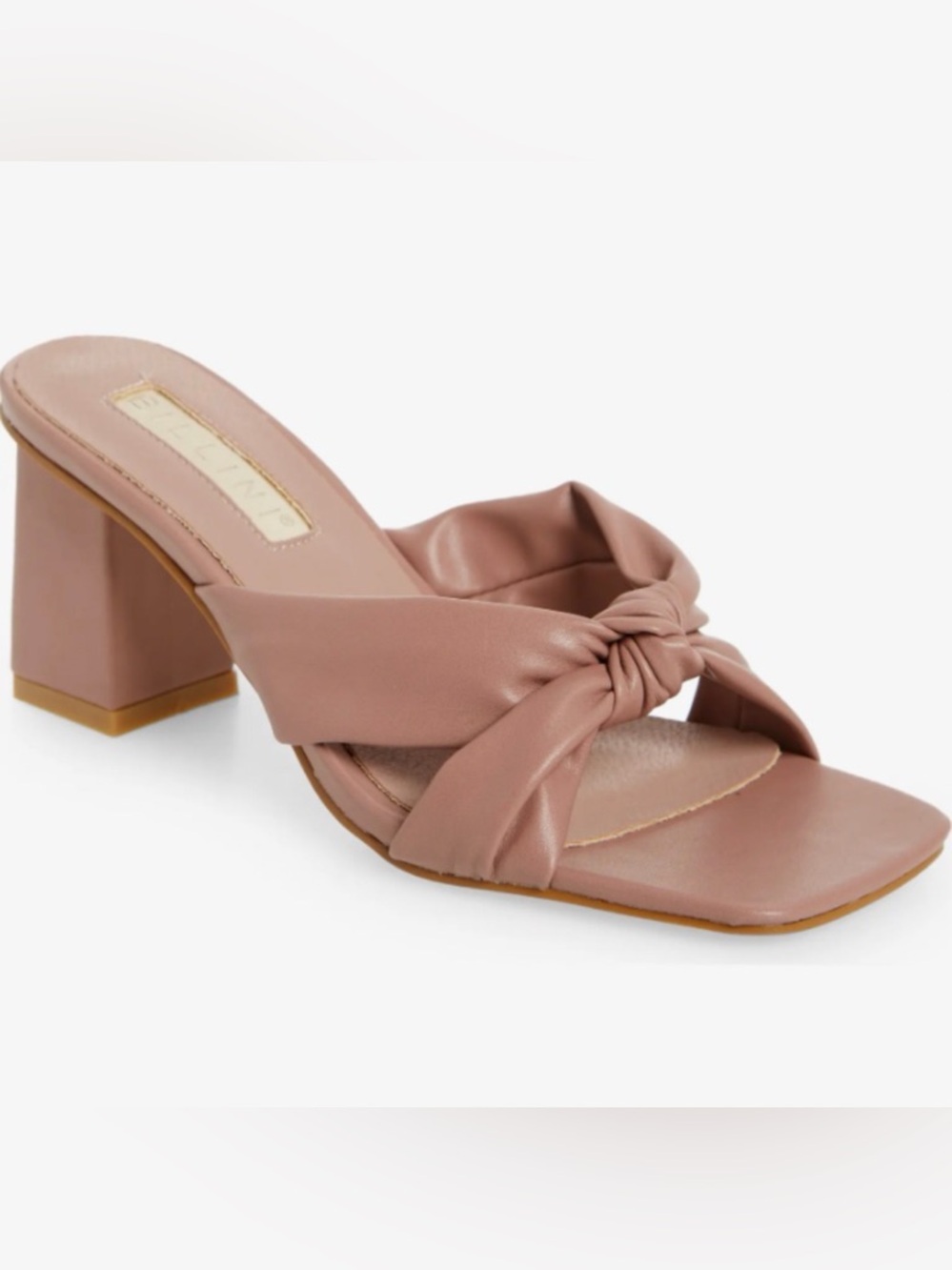 Billini Una Slide Sandal with Knotted Block Heel Mule in Mauve NWOT